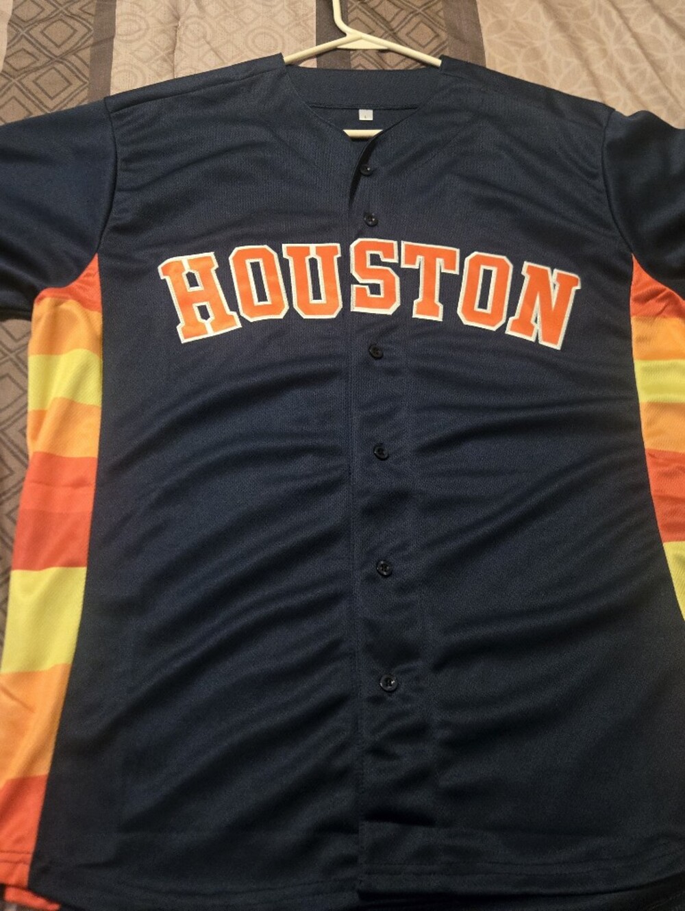 Houston Astros Jose Altuve Large Navy Baseball Jersey with Orange Lettering